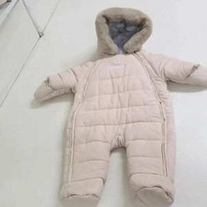 Jacadi Baby One-Piece Unisex Beige Quilted Snow Suit